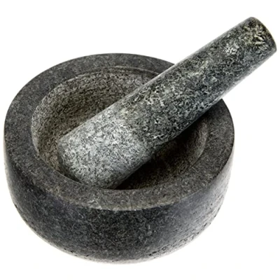 Afbeelding van Jade Temple steenvijzel met stamper, in set, effectieve en eenvoudige vijzel van massief graniet een diameter 14 cm hoogte 7,7 (14 x 7.7 cm)