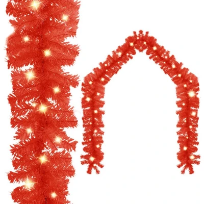 Afbeelding van Kerstslinger met LED lampjes 10 m rood