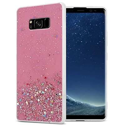 Afbeelding van Cadorabo Hoesje geschikt voor Samsung Galaxy S8 PLUS in Roze met Glitter Beschermhoes van flexibel TPU silicone fonkelende glitters Case Cover Etui