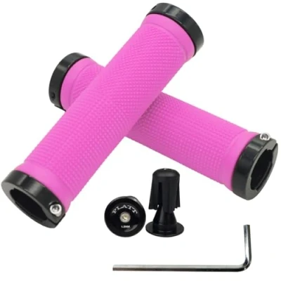 Afbeelding van PLATT Fietsstuurgrepen met aluminium slot, antislip rubberen fietshandgreep voor MTB/BMX (roze)