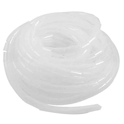 Afbeelding van GTIWUNG Kabelslang, kabelspiraal, spiraalband, kabelbescherming, flexibele spiraalslang, kabelorganisatie, wit transparant, 10 mm diameter en 9 m lengte