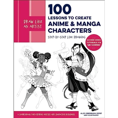Afbeelding van Draw Like an Artist: 100 Lessons to Create Anime and Manga Characters: Step by Line Drawing A Sourcebook for Aspiring Artists Character ... video tutorials via QR codes! (Volume 8)