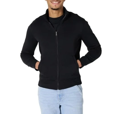 Afbeelding van Amazon Essentials Fleece Mock Neck Sweatshirt met volledige rits Zwart, XL