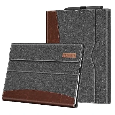 Afbeelding van FINTIE Hoesje compatibel met Microsoft Surface Pro 9 (release 2022) 13 inch Meerdere kijkhoeken zak en stylushouder, grijs/bruin