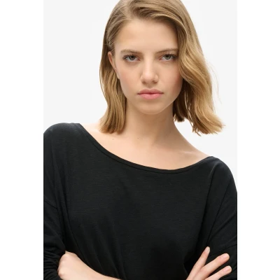 Afbeelding van Superdry Vrouwen Jersey top met Lange Mouwen Zwart Grootte: 44
