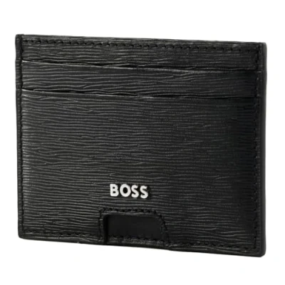 Afbeelding van BOSS Leren kaarthouder Luminary Card Holder Black zwart