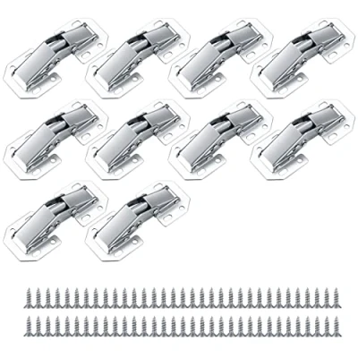 Afbeelding van 10 stuks scharnieren, kastdeur, meubelscharnieren, deurscharnieren, 90 graden schroefscharnier voor houten deuren, keukenkast, met 40 scharnierschroeven