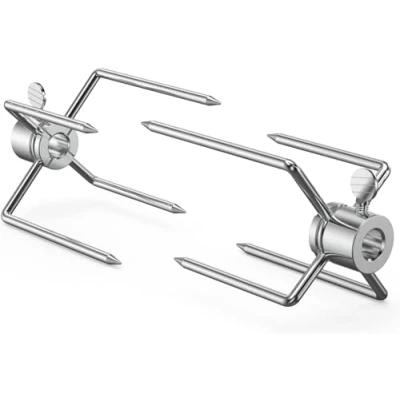 Afbeelding van Onlyfire BRF 6004 BBQ draaispit vorken, verchroomde vleesvorken klem met borgschroef voor spit staven diameter van 10 mm en kleiner