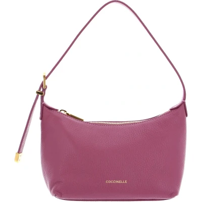Afbeelding van Coccinelle Leren Schoudertas Gleen Mini Bag Grained Leather Pulp Pink Paars