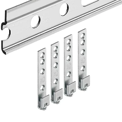 Afbeelding van Gedotec Wandrail H10282 lengte 1250 mm 1 set ophangrail bovenkast met 4 stuks kasthangers om op te hangen staal verzinkt hangrail kastophanging voor wandmontage