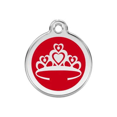 Afbeelding van Crown Red roestvrijstalen hondenpenning medium/gemiddeld dia. 3 cm RedDingo