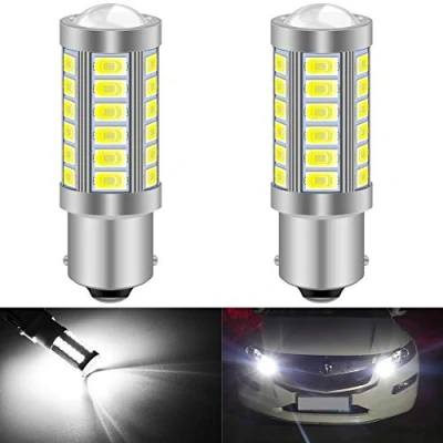 Afbeelding van KATUR Set van 2 ledlampen, 1156 BA15S, 1141, 7056, 5630, 33 SMD&#039;s, wit, 900 lumen, 8000 K, superheldere led, knipperlicht, achterlicht, remlicht, 12 V, 3,6 W