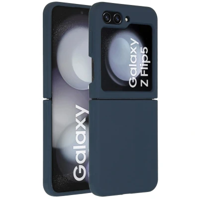 Afbeelding van Samsung Galaxy Z Flip 5 Hoesje Siliconen en TPU (zacht) Accezz Softcase/Backcover Donkerblauw Telefoonhoesje