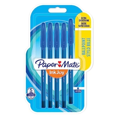 Afbeelding van PAPER MATE InkJoy 100ST balpen met dop, fijne punt (0,7 mm), blauw, 5 stuks