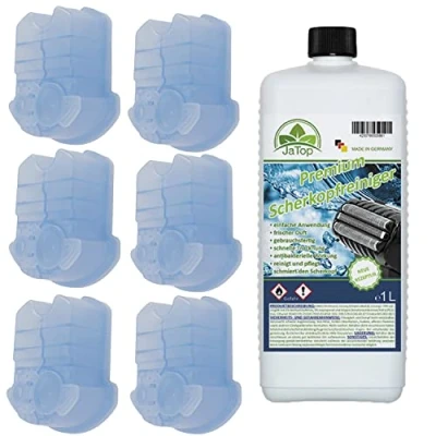 Afbeelding van 6 x 170 ml + 1 l navulling JaTop scheerkopreiniger cartridges compatibel met Clean &amp; Renew reinigingscartridges, evenals alle SmartCare en Charge stations
