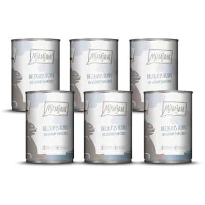 Afbeelding van MjAMjAM Premium natvoer voor katten heerlijke kip met gestoomde pompoen, pak van 6 (6 x 400 g), graanvrij extra vlees