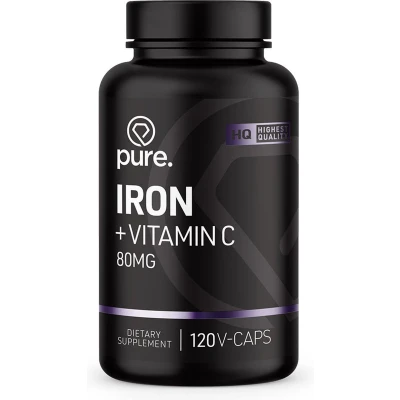 Afbeelding van PURE Iron + Vitamin C IJzer met 80mg Vitamine 120 capsules
