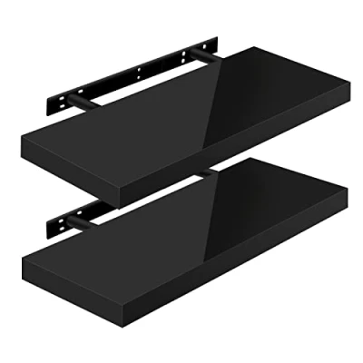 Afbeelding van WOLTU Volato RG9478sz 2 Wandplank, wandboard, vrij zwevend, zwevende plank, hout, 60 x 22,9 3,8 cm, zwart