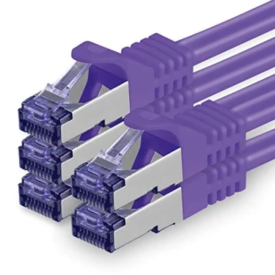 Afbeelding van Cat.7 Ethernet Cable Gigabit LAN Netwerkkabel RJ45 1m paars 5 stuks Cat7 kabel Patchkabel (SFTP/PIMF/LSZH) ruwe 10 Gb/s met Rj 45 connector Cat.6a x 1 meter