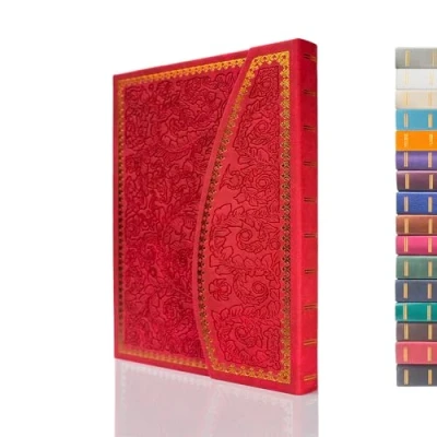 Afbeelding van VICTORIA&#039;S JOURNALS Magnetisch dagboek, snijwerk, vintage notitieboek, kunstleer, harde kaft, persoonlijk dagboek met gelinieerde pagina&#039;s en bladwijzer van lint, 20,4 x 14,5 cm