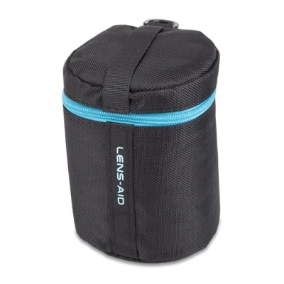 Afbeelding van LENS AID Lenszak dik gevoerd: lenshoes met ritssluiting en riemgesp, zwart, S (9 x 14 cm)