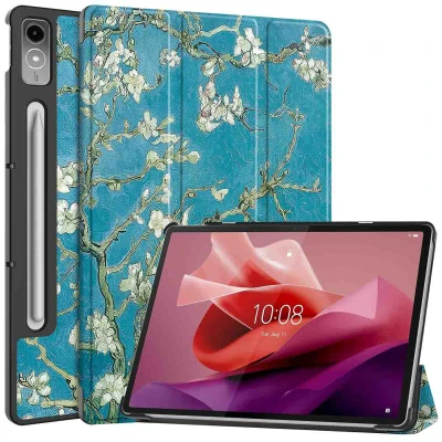 Afbeelding van Lenovo Tab P12 Hoes: iMoshion Design Trifold Bookcase Groene Plant Kunstleder Tablet Hoezen