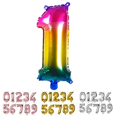 Afbeelding van Boland Folieballon &#039;1&#039; regenboog (36 cm) 1 Multi Cijfer ballon
