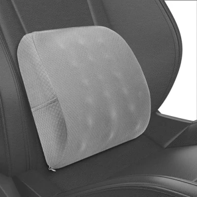 Afbeelding van Quirlig Lendenkussen auto, lendensteun auto van traagschuim, ergonomisch lendenkussen, wasbaar kussen voor kantoor, reizen, grijs