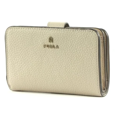 Afbeelding van FURLA Leren Portemonnee Camelia Compact Wallet With Zip Fullmoon Beige