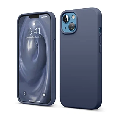 Afbeelding van elago Liquid Silicone Case Compatibel met iPhone 13 Hoesje (6.1&quot;), Complete Full Body Beschermhoes Schokbestendig, Anti Kras Zachte Microfiber Voering (Blauw)