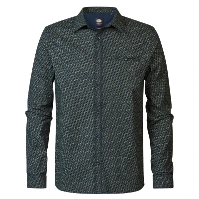 Afbeelding van Petrol Industries Heren All over Print Overhemd Nunapitchuk Blauw Maat L