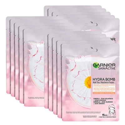 Afbeelding van 15 x Garnier SkinActive stofmasker Hydra Bomb Kamille 3 verpakkingen met 5 wegwerpmaskers
