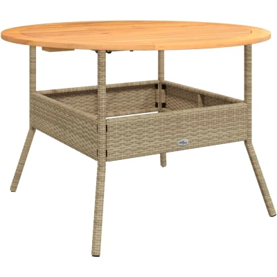 Afbeelding van Tuintafel met acaciahouten blad 110x71 cm poly rattan beige