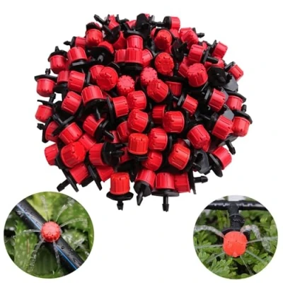 Afbeelding van Kalolary 100 Stuks 1/4 Inch Verstelbare Micro Drip Irrigatiesysteem Gieter Sprinklers Anti Verstopping Emitter Druppelaar Blauw Tuin levert