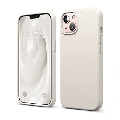 Afbeelding van elago Liquid Silicone Case Compatibel met iPhone 13 Hoesje (6.1&quot;), Complete Full Body Beschermhoes Schokbestendig, Anti Kras Zachte Microfiber Voering (Stone)