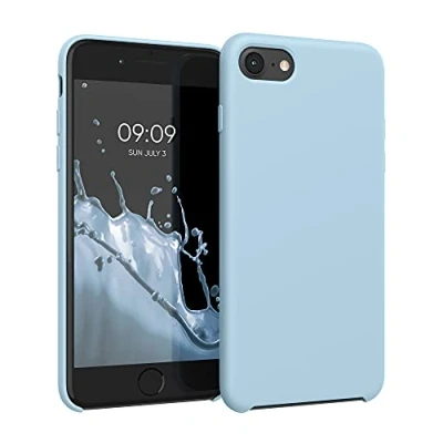 Afbeelding van kwmobile telefoonhoesje geschikt voor Apple iPhone SE (2022) / (2020) 8 7 Hoesje met siliconen coating Smartphone case in pastelblauw