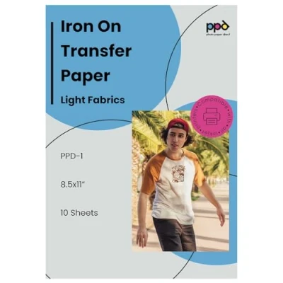 Afbeelding van PPD 10 x A4 PREMIUM Inkjet T shirt Transfer Papier, Transparante Folie speciaal voor licht textiel, strijkijzers en thermische pers 1