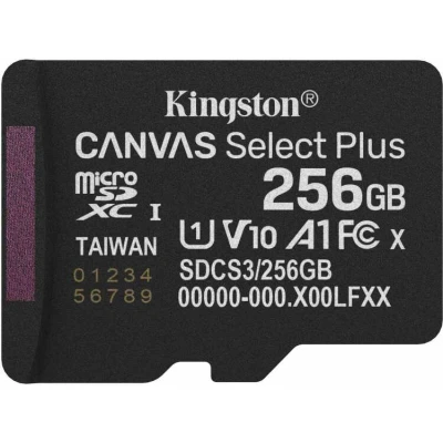 Afbeelding van Kingston Technology 256GB micSDXC Canvas Select Plus Gen3 150R A1 enkel pakket zonder ADP