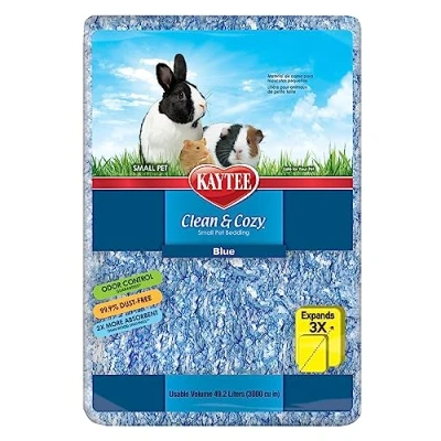Afbeelding van Kaytee Clean &amp; Cozy Super Absorberend Papieren Beddengoed voor Kooien, Hamster, Gerbil, Muizen, Konijn, Cavia, 49,2 liter, Blauw