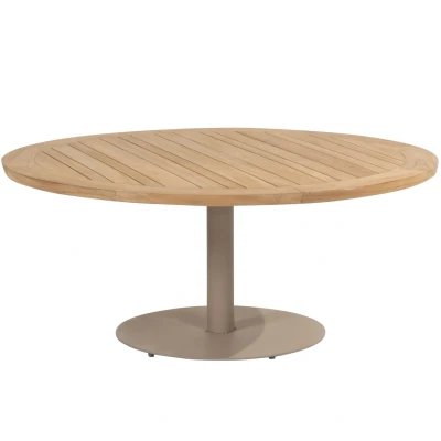 Afbeelding van Saba low dining teak tafel 160ØxH69 cm met latte onderstel Taste 4SO