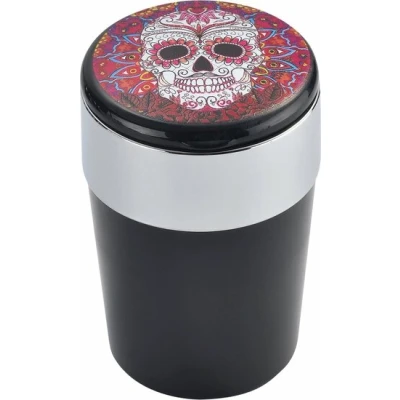 Afbeelding van Auto Asbak Calavera Mix 2 Met Licht 12x8x8 cm