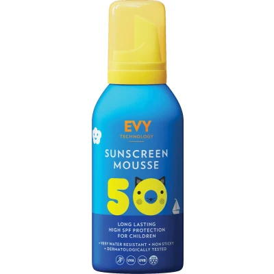 Afbeelding van EVY Zonnebrand Mousse Kids SPF 50 150 ml Beschermend en Hydraterend Dermatalogisch aanbevolen Zweet water bestendig