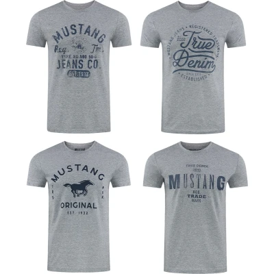 Afbeelding van Mustang heren T shirt 4 pack regular fit Veelkleurig 3XL Ronde Hals Volwassenen Opdruk Print Shirts