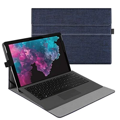 Afbeelding van Fintie Hoes voor Microsoft Surface Pro 7/Pro 6/Pro 5/Pro 4/Pro 3 12,3 inch Tablet Multi kijkhoek Hoogwaardige Case Beschermhoes, Compatibel met Type Cover Toetsenbord, (Denim Marineblauw)