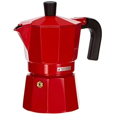 Afbeelding van Monix Fresa Aluminium 3 Kopjes Koffiezetapparaat, Rood.