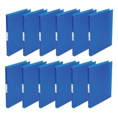 Afbeelding van Q CONNECT ringmap, PP, 4 ringen, 16 mm, transparant blauw 12 stuks