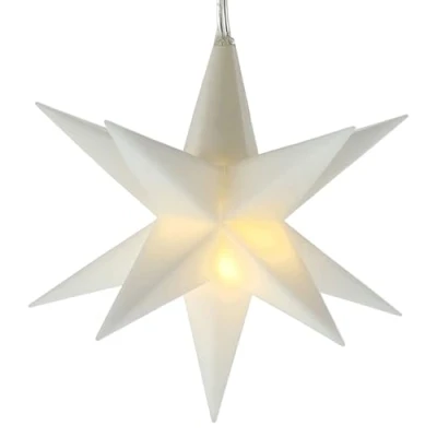 Afbeelding van Lichtster 3D 12 punten om op te hangen, Ø 8 cm, timerfunctie, 3 m voedingskabel, kerstster, kerstverlichting (ster, wit, cm)