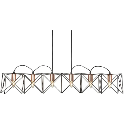 Afbeelding van Searchlight Eetkamer hanglamp Anthea 6 lichts zwart met roodkoper 8416 6BK