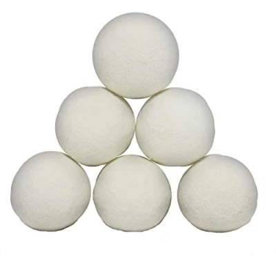 Afbeelding van ProLeo Drogerballen van schapenwol, herbruikbaar, natuurlijke wasverzachter, 6 stuks voor wasdroger, bladeren