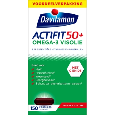 Afbeelding van Gratis Verzending: 4x Davitamon Actifit 50+ Omega 3 Visolie 150 capsules